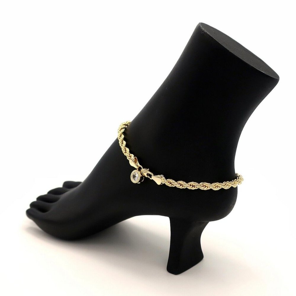NEW 5mm Italian Ladies 14k Anklet Bracelet